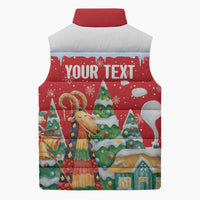 Romania Christmas Personalized Sleeveless Puffer Jacket Romanian Folklore Capra Goat - Wonder Print Shop
