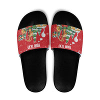 Romania Christmas Personalized Slide Sandals Romanian Folklore Capra Goat - Wonder Print Shop
