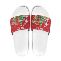 Romania Christmas Personalized Slide Sandals Romanian Folklore Capra Goat - Wonder Print Shop