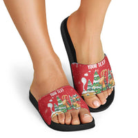 Romania Christmas Personalized Slide Sandals Romanian Folklore Capra Goat - Wonder Print Shop