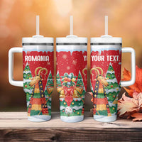 Romania Christmas Personalized Tumbler With Handle Romanian Folklore Capra Goat - Wonder Print Shop