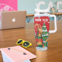 Romania Christmas Personalized Tumbler With Handle Romanian Folklore Capra Goat - Wonder Print Shop