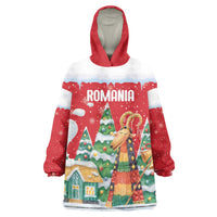 Romania Christmas Personalized Wearable Blanket Hoodie Romanian Folklore Capra Goat - Wonder Print Shop