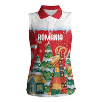 Romania Christmas Personalized Women Sleeveless Polo Shirt Romanian Folklore Capra Goat - Wonder Print Shop
