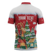 Romania Christmas Personalized Zipper Polo Shirt Romanian Folklore Capra Goat - Wonder Print Shop
