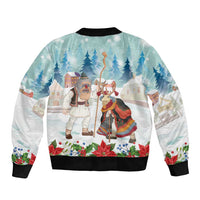 Romania Christmas Bomber Jacket Romanian Folklore Traditional Christmas Mask - Wonder Print Shop