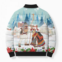 Romania Christmas Bomber Puffer Jacket Romanian Folklore Traditional Christmas Mask - Wonder Print Shop
