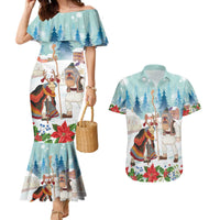 Romania Christmas Couples Matching Mermaid Dress and Hawaiian Shirt Romanian Folklore Traditional Christmas Mask - Wonder Print Shop