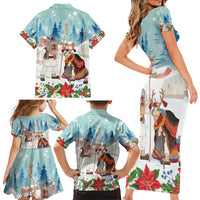 Romania Christmas Family Matching Short Sleeve Bodycon Dress and Hawaiian Shirt Romanian Folklore Traditional Christmas Mask - Wonder Print Shop