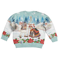 Romania Christmas Kid Ugly Christmas Sweater Romanian Folklore Traditional Christmas Mask - Wonder Print Shop