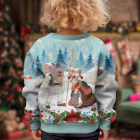 Romania Christmas Kid Ugly Christmas Sweater Romanian Folklore Traditional Christmas Mask - Wonder Print Shop