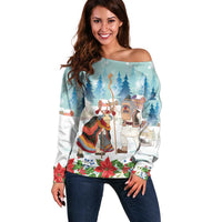 Romania Christmas Off Shoulder Sweater Romanian Folklore Traditional Christmas Mask - Wonder Print Shop