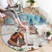 Romania Christmas Round Carpet Romanian Folklore Traditional Christmas Mask - Wonder Print Shop