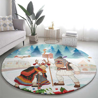 Romania Christmas Round Carpet Romanian Folklore Traditional Christmas Mask - Wonder Print Shop