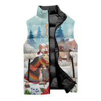 Romania Christmas Sleeveless Puffer Jacket Romanian Folklore Traditional Christmas Mask - Wonder Print Shop