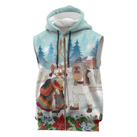 Romania Christmas Sleeveless Zip Hoodie Romanian Folklore Traditional Christmas Mask - Wonder Print Shop