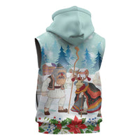 Romania Christmas Sleeveless Zip Hoodie Romanian Folklore Traditional Christmas Mask - Wonder Print Shop