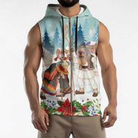 Romania Christmas Sleeveless Zip Hoodie Romanian Folklore Traditional Christmas Mask - Wonder Print Shop