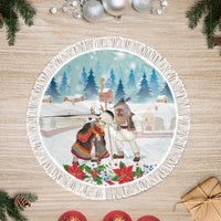 Romania Christmas Tree Skirt Romanian Folklore  Traditional Christmas Mask - Wonder Print Shop