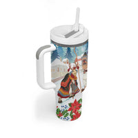 Romania Christmas Tumbler With Handle Romanian Folklore Traditional Christmas Mask - Wonder Print Shop