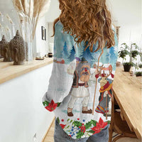 Romania Christmas Women Casual Shirt Romanian Folklore Traditional Christmas Mask - Wonder Print Shop