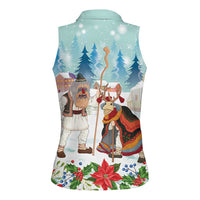 Romania Christmas Women Sleeveless Polo Shirt Romanian Folklore Traditional Christmas Mask - Wonder Print Shop