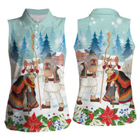 Romania Christmas Women Sleeveless Polo Shirt Romanian Folklore Traditional Christmas Mask - Wonder Print Shop