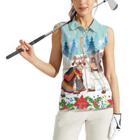Romania Christmas Women Sleeveless Polo Shirt Romanian Folklore Traditional Christmas Mask - Wonder Print Shop