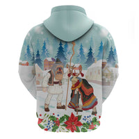 Romania Christmas Zip Hoodie Romanian Folklore Traditional Christmas Mask - Wonder Print Shop