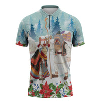Romania Christmas Zipper Polo Shirt Romanian Folklore Traditional Christmas Mask - Wonder Print Shop