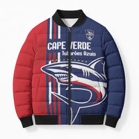 Cape Verde Football Bomber Puffer Jacket Tubaroes Azuis Pride - Wonder Print Shop