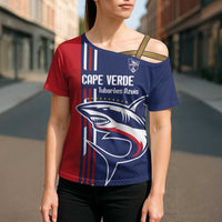 Cape Verde Football Cross Shoulder Shirt Tubaroes Azuis Pride - Wonder Print Shop
