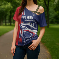 Cape Verde Football Cross Shoulder Shirt Tubaroes Azuis Pride - Wonder Print Shop