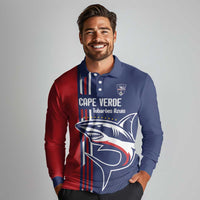 Cape Verde Football Long Sleeve Polo Shirt Tubaroes Azuis Pride - Wonder Print Shop