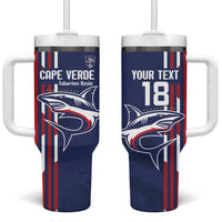 Cape Verde Football Tumbler With Handle Tubaroes Azuis Pride - Wonder Print Shop