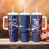 Cape Verde Football Tumbler With Handle Tubaroes Azuis Pride - Wonder Print Shop