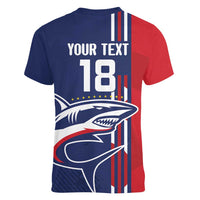 Cape Verde Football Women V-Neck T-Shirt Tubaroes Azuis Pride - Wonder Print Shop