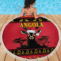 Angola Christmas Beach Blanket Giant Sable Antelope Virtus Unita Fortior - Wonder Print Shop
