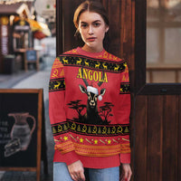 Angola Christmas Ugly Christmas Sweater Giant Sable Antelope Virtus Unita Fortior - Wonder Print Shop