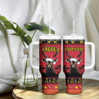 Angola Christmas Tumbler With Handle Giant Sable Antelope Virtus Unita Fortior - Wonder Print Shop