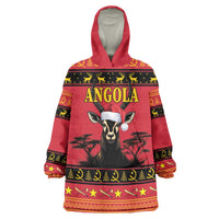 Angola Christmas Wearable Blanket Hoodie Giant Sable Antelope Virtus Unita Fortior - Wonder Print Shop