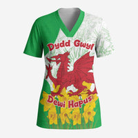 Saint David’s Day Welsh Dragon Scrub Top Dydd Gwyl Dewi Hapus - Wonder Print Shop