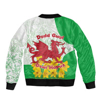 Saint David’s Day Welsh Dragon Sleeve Zip Bomber Jacket Dydd Gwyl Dewi Hapus - Wonder Print Shop