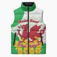 Saint David’s Day Welsh Dragon Sleeveless Puffer Jacket Dydd Gwyl Dewi Hapus - Wonder Print Shop