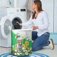 Wales Corgi Daffodil Laundry Basket Playful Welsh Dog - Wonder Print Shop