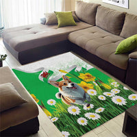 Wales Corgi Daffodil Area Rug Playful Welsh Dog - Wonder Print Shop