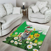Wales Corgi Daffodil Area Rug Playful Welsh Dog - Wonder Print Shop