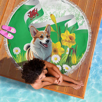 Wales Corgi Daffodil Beach Blanket Playful Welsh Dog - Wonder Print Shop
