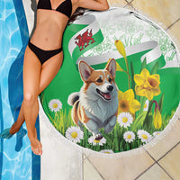 Wales Corgi Daffodil Beach Blanket Playful Welsh Dog - Wonder Print Shop