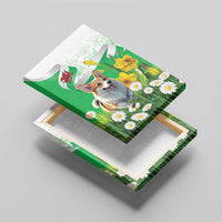 Wales Corgi Daffodil Canvas Wall Art Playful Welsh Dog - Wonder Print Shop